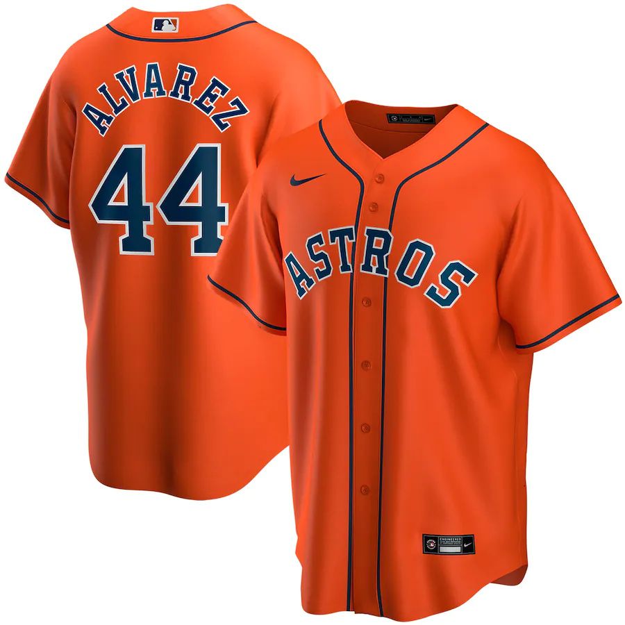 Mens Houston Astros #44 Yordan alvarez Nike Orange Alternate Replica Player MLB Jerseys->houston astros->MLB Jersey